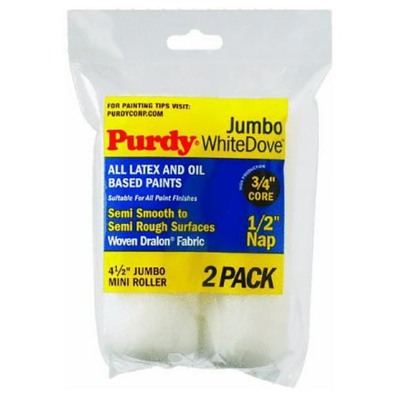 18-Pack of 4-1/2” x 1/2” Nap Purdy 14G624013 White Dove Jumbo Mini-Roller Cover, Woven, 2-Pack
