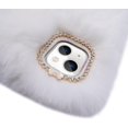 thumbnail image 2 of Compatible with iPhone 15 Plus Case Cute Plush Case with Glitter Lanyard Strap Bling Diamond Camera Lens Protector Soft Winter Warm Plush Fluffy Cover for Women and Girls, White, 2 of 10