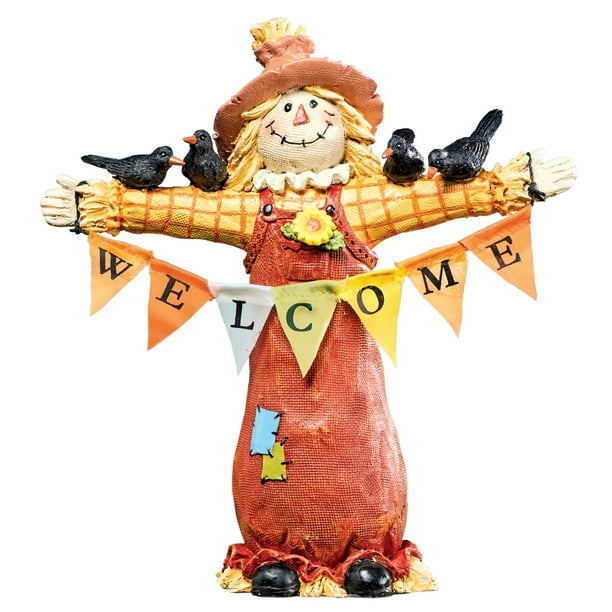 Welcome Harvest Scarecrow Fall Yard Statue - Cute Seasonal Indoor or