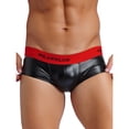 thumbnail image 4 of Calzoncillos Bóxer de tiro bajo para hombre, pantalones cortos con bolsa convexa, ropa interior de látex, banda con letras, cintura elástica, lencería, bragas, ropa de descanso para club nocturno, 4 of 4