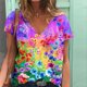 thumbnail image 2 of Moda Mujer Cuello en V Manga corta Impresión Jersey Blusas sueltas Tops Camiseta OAVQHLG3B Store lin121212, 2 of 4