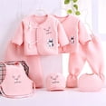 thumbnail image 2 of TAmten Baby Girl Clothes 0-3 Months 7PCS Newborn 0-3M Boys Girls Baby Cotton Clothes Bib Tops Hat Pants Bellyband Suit Outfit Sets OneSize Pink ,0-3 Months, 2 of 4