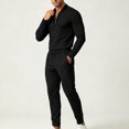 thumbnail image 4 of Zormilly Track Suits Mens Quarter Zip Pullover Elastic Waist Joggers Lounge Set with Pockets Casual Two Piece Outfits Sets, M-3XL, 4 of 5