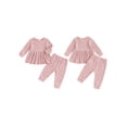 thumbnail image 3 of Aojekbee Toddler Girl Fall Outfits Floral Print Crew Neck Long Sleeve Tops Elastic Waist Long Pants 2Pcs Clothes Set, 3 of 10