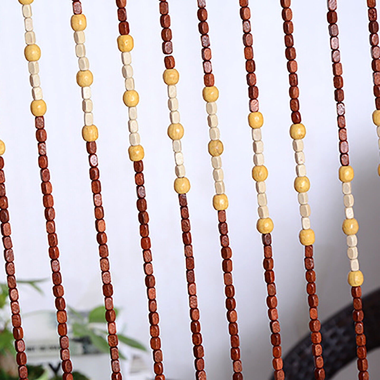 Retro Natural Bamboo Beaded Door Curtain Wood String Curtain for Doorway Door Window Room Divider 35x69" Brown