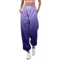 thumbnail image 1 of Pantalones deportivos Prolriy para mujer, pantalones deportivos informales con estampado degradado, bolsillos, cintura alta, deportivos, para gimnasio, ajuste atlético, morado, XXL, 1 of 4