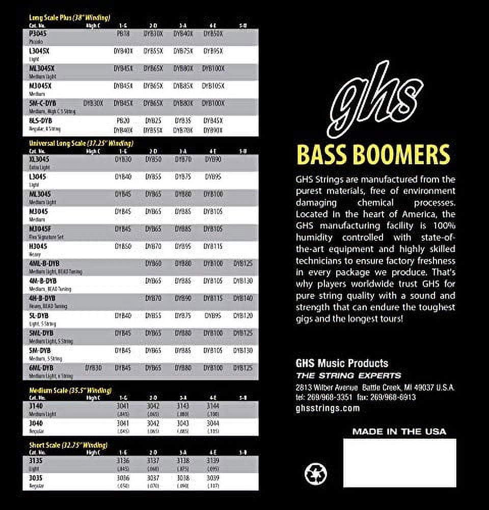 H3045 Heavy Boomers Long Scale Electric Bass 4 String Set (50-115)
