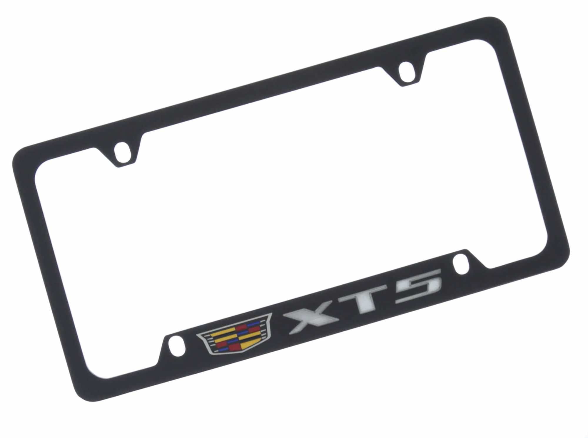 Cadillac XT5 Zinc License Plate Frame with Glossy Black Finish (4 hole