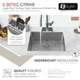 thumbnail image 2 of Stylish Undermount 23" Stainless Steel 16G Single Bowl Kitchen Sink with Grid & Strainer S-307XG, 2 of 11