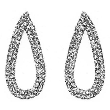 Handset Austrian Crystal Rhodium-Plated Water Drop Earrings