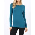 thumbnail image 4 of A2Y Women's Junior Slim Fit Solid Cotton Long Sleeve Crew Neck Top T-Shirt Teal M, 4 of 5