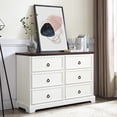 thumbnail image 2 of 6-drawer dresser with rustic oak grain top for hallway organization and aesthetic appeal, 2 of 6