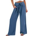 thumbnail image 4 of snilers Women Wide Leg Palazzo Pants Summer High Waist Flowy Casual Trousers Loose Lounge Beach Travel Vacation Pants, 4 of 8