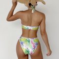 thumbnail image 4 of Traje de baño de bikini para mujer, traje de baño de una pieza con teñido anudado, corte alto, cuello halter, sin espalda, anillo en O, traje de baño verde M, 4 of 6