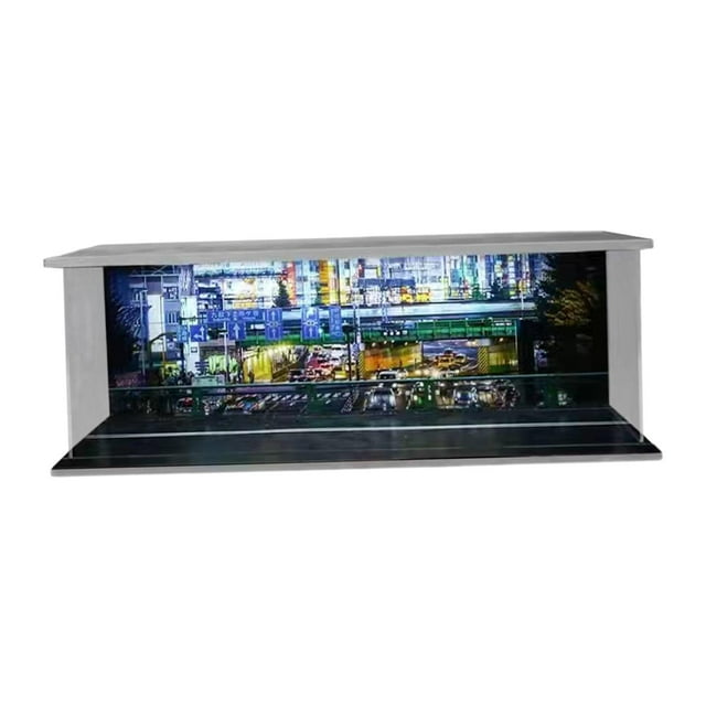 Milaget Vitrine LED pour Parc de Stationnement 1:64, Collection pour Voitures Modèles, Figurines d'Action, Ville Centra