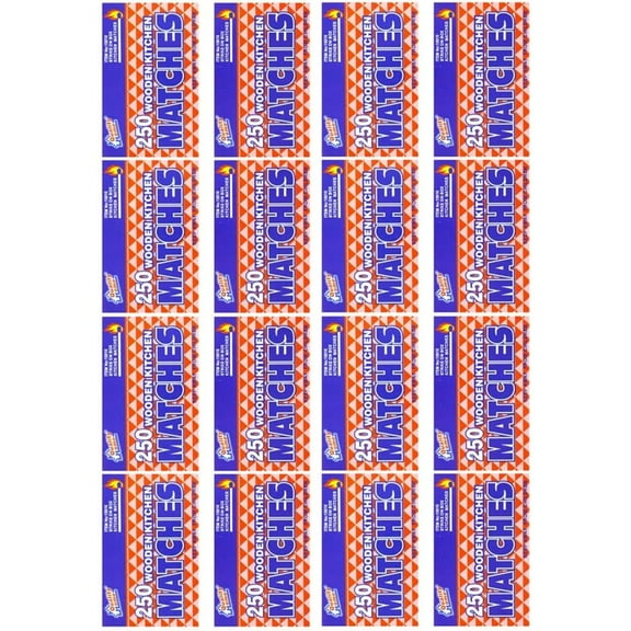 OCD BARGAIN, Wooden Kitchen Matches 250 with Strike On Box - for Candles, Kitchen, Camping, Out Door - 250 Per Pack (16)