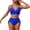 Blue, variant on QURATI Swimwear Womens High Waisted Bikini Sets Swimsuits Crisscross Tie Back Bathing Suit Black L