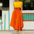 thumbnail image 4 of YUEJUIR Knee Length Skirts for Women Summer Casual Color Spring Solid Long Fashion Skirts Women's Skirt Maxi Skirt Summer Skirts Floral Skirt (Orange,XL), 4 of 5