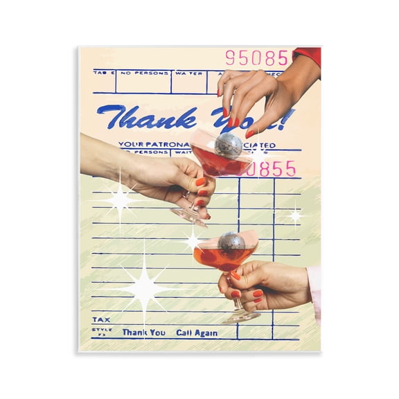 Stupell Industries Drink Cheers Restaurant Check Food & Beverage Painting Unframed Art Print Wall Art, 11 x 14