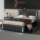 thumbnail image 2 of Upholstered Platform Bed with LED Lights and USB Charging, Storage Bed with 4 Drawers, Black My Lux Decor Round, 2 of 8