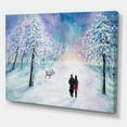 thumbnail image 3 of Designart ' Couple In Love Walks During Snowy Winter Times ' Traditional Canvas Wall Art Print, 3 of 4