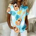 thumbnail image 5 of Fgvctg Hawaiian Button Down Shirt Women Tropical Floral Print Summer Beach Shirts Trendy Button Down Short Sleeve Shirt Casual Plus Size Vacation Clothes Blue 2XL, 5 of 5