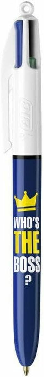 BIC 4 Colours Messages Ballpoint Pens Medium Point (1mm) - Who's The Boss Design, Box of 12