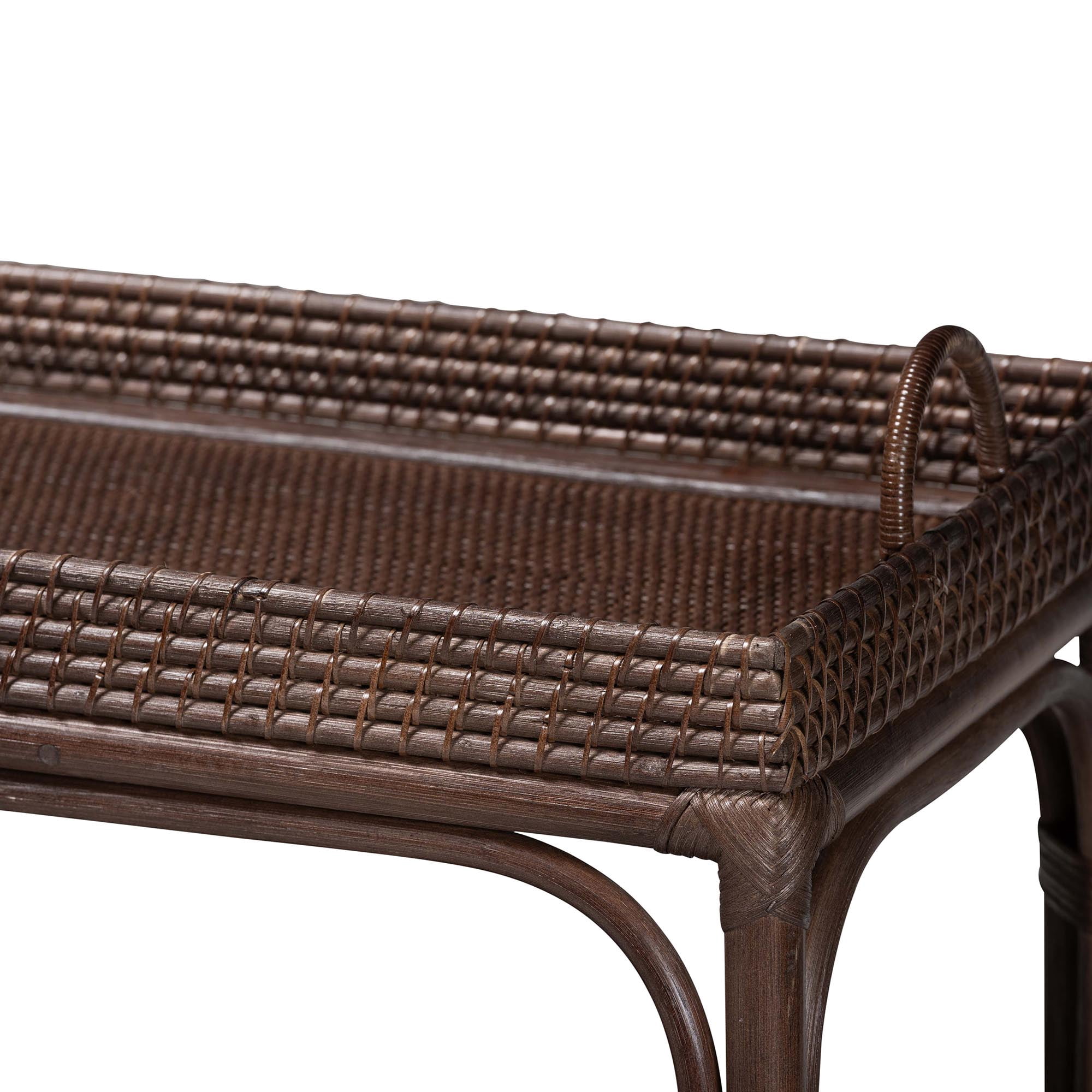 bali & pari Lombok Boho Console Table, 2-Tier, Coffee Bean