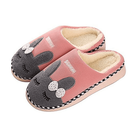 Winter Cotton Slippers Plush Warmth Soft Slippers Cozy Home Non-slip Slippers with Cartoon for Men Women (Size: 39-40)