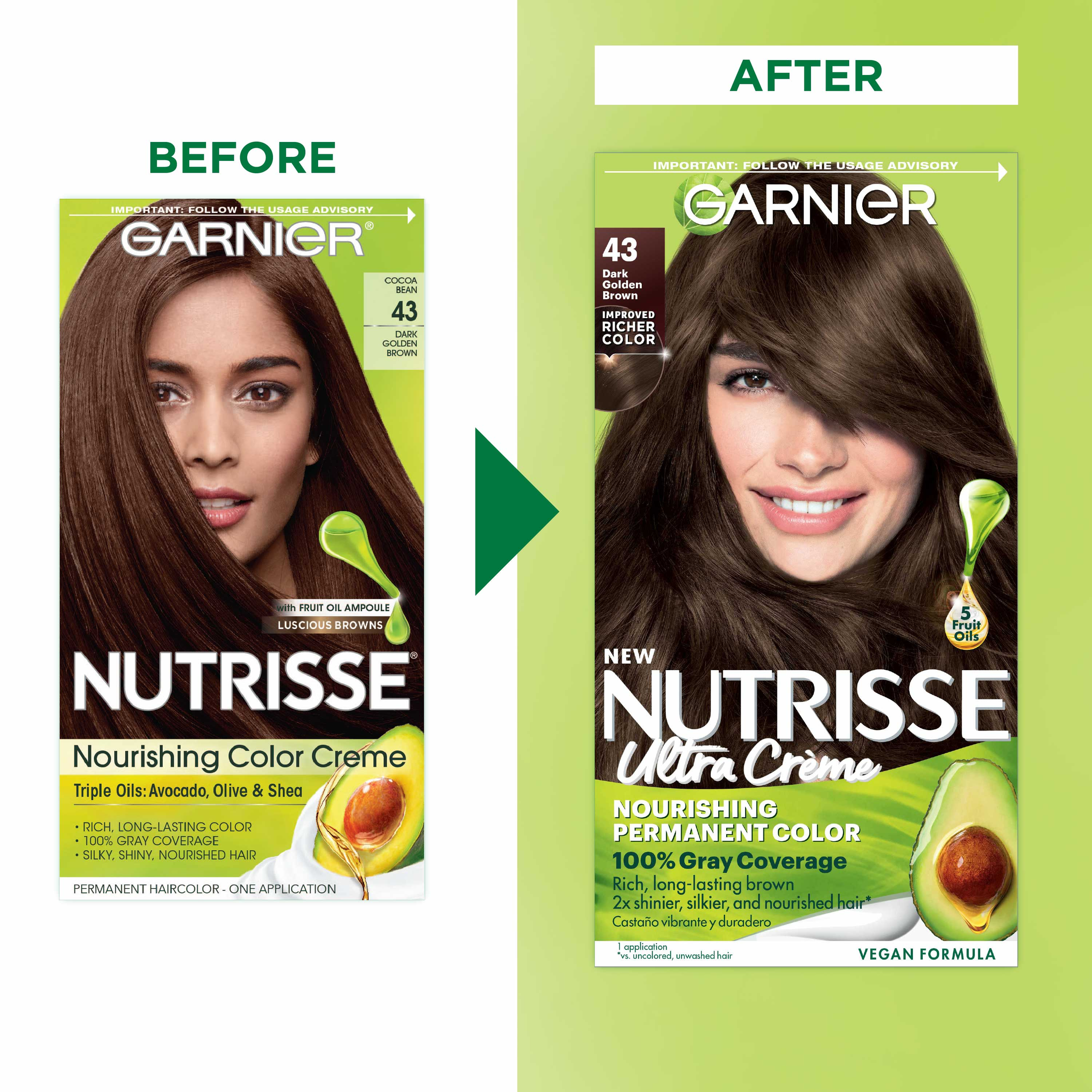 Garnier Nutrisse Nourishing Color Creme Hair Color, 43 Dark Golden Brown - image 4 of 10