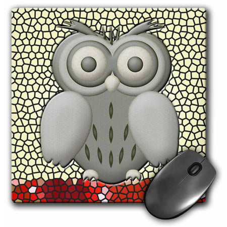 3dRose Cute Owl with Big Eyes and Pretty Background, Mouse Pad, 8 by 8 (Best Desktop Background For Eyes)