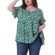 thumbnail image 1 of Blusa de peplum con volantes de cuello redondo para mujer de tallas grandes Agnes Orinda 4X blanca y verde, 1 of 6