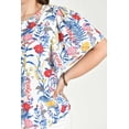 thumbnail image 4 of Blusa estampada de manga corta Roman Fashion, Tallas Extras, 5118 (Flor azul) azul 42, 4 of 6