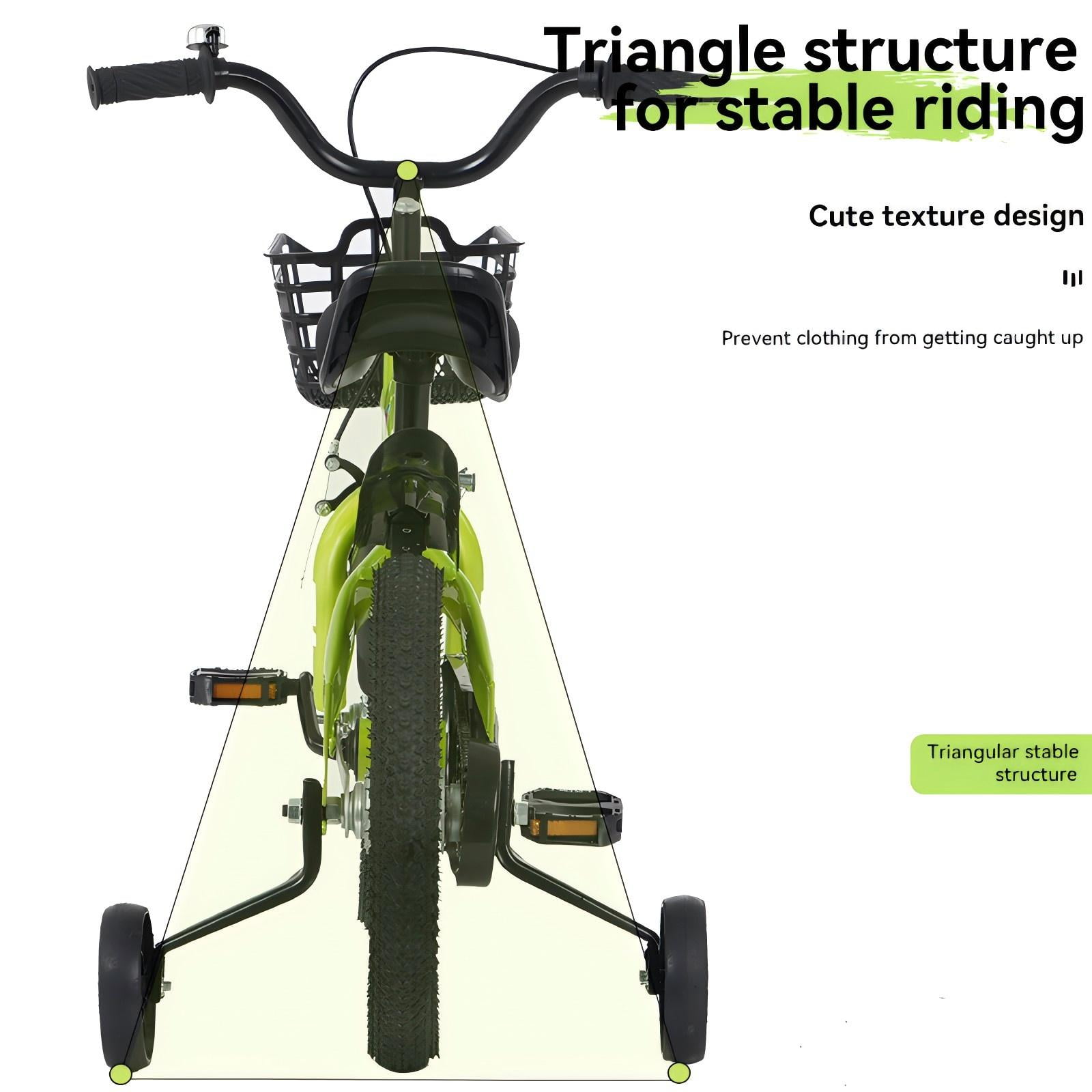 18 Inch Bicycle with Training Wheels and Kickstand, Adjustable Seat, Multi-Color Options