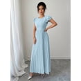 thumbnail image 5 of Blue Women Ruffle Sleeve Pleated Maxi Dress With Scoop Neck And Relaxed Fit, 5 of 6