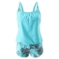 thumbnail image 3 of MKLEKYY Traje De Baño Tankini Corto Informal De 2 Piezas Para Mujer, Conjunto De Talla Grande, Traje De Baño De Cintura Alta Con Aros, Traje De Baño De Verano, 3 of 4