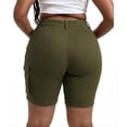 thumbnail image 2 of Gocolloa Womens Plus Size Jean Shorts Stretchy Cargo Bermuda Shorts High Waisted Y2k Denim Shorts Army Green 24W, 2 of 4