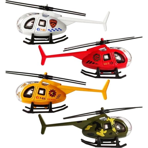 Jiibva 4PCS Helicopter Toy Play Aircraft Model Alloy Military Decoration Simulation Helicopters Vehicles Gifts