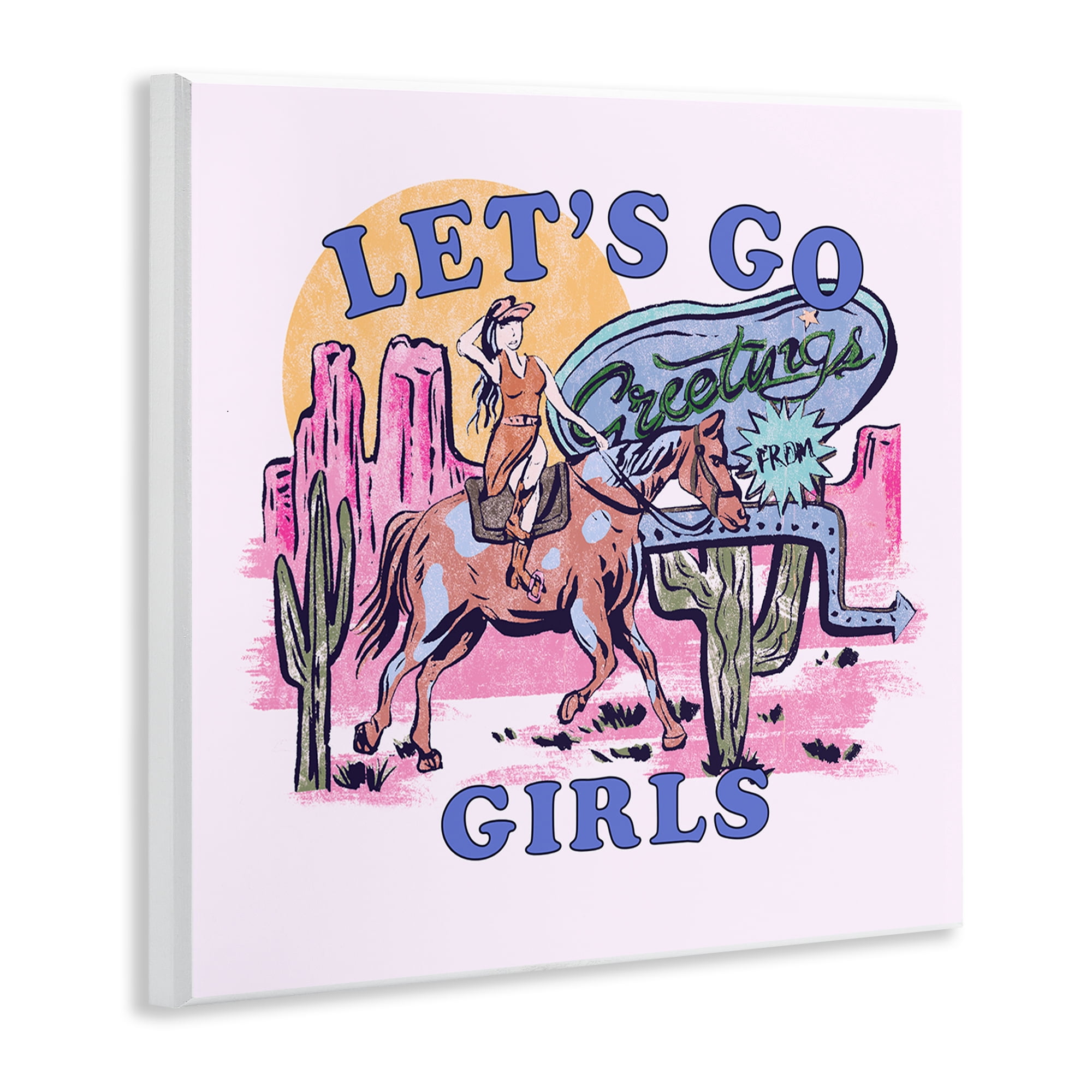 Stupell Industries Western Let's Go Girls Entertainment Painting Unframed Art Print Wall Art, 12 x 12