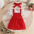 thumbnail image 7 of mgoYE 0-3 Months Baby Girl Clothes Baby Girl Outfit Heart Pattern Ruffle Short Sleeve Romper + Suspender Skirt + Headband 3PC Cute Newborn Clothes(Red,0-3 Months), 7 of 7