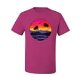 thumbnail image 2 of Wild Bobby, Tropical Paradise Beach Sunset, Streetwear, Men Graphic Tees, Fuschia, Large, 2 of 3