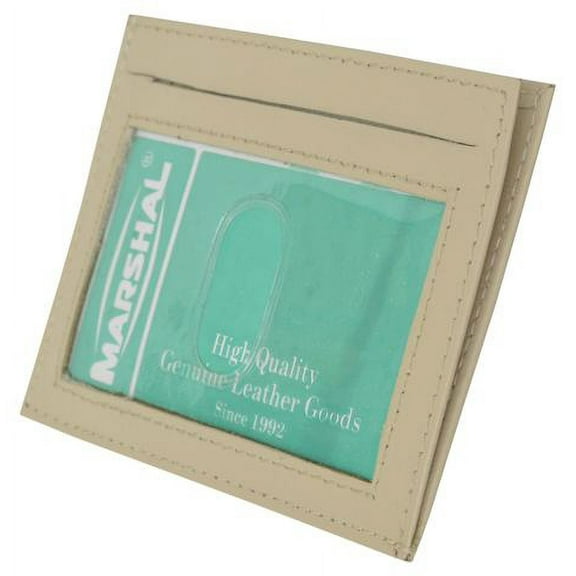 Premium High quality Beige Genuine Leather Slim Simple ID Credit Card Holder Thin Wallet