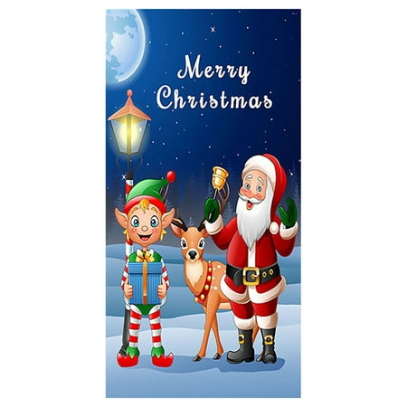 

KIHENGH Christmas Decor Christmas Door Decoration Door Cover Hanging Cloth Holiday Party Layout Scene Background Cloth