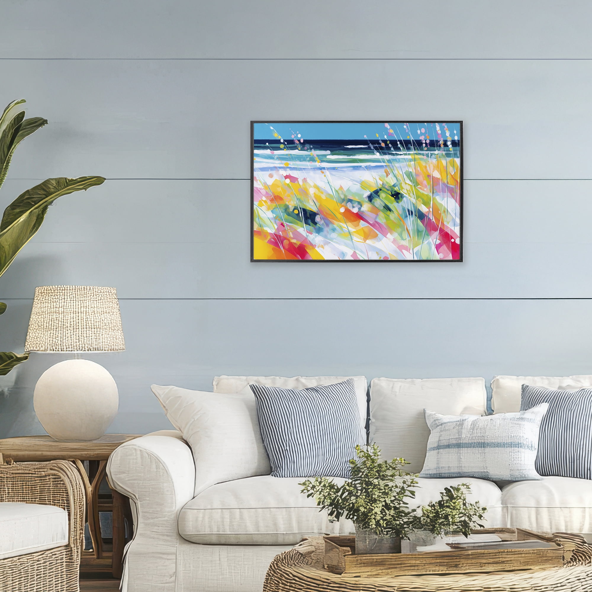 Stupell Industries Sea Oats & Ocean Breeze Abstract Black Framed Giclee Art, design by Chromatic Storm Studio
