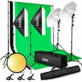 thumbnail image 1 of ESDDI Lighting Kit Adjustable Max Size 2.6Mx3M Background Support System 3 Color Backdrop Fabric Photo Studio Softbox Sets Continuous Umbrella Light Stand with Portable Bag, 1 of 2