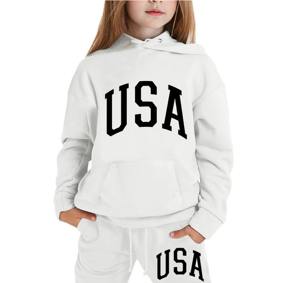 Huowey Children Kids Boys and Girls Long Sleeve Letter Printed Lightweight Hoodie Sweatshirts and Long Pants Set Outfit