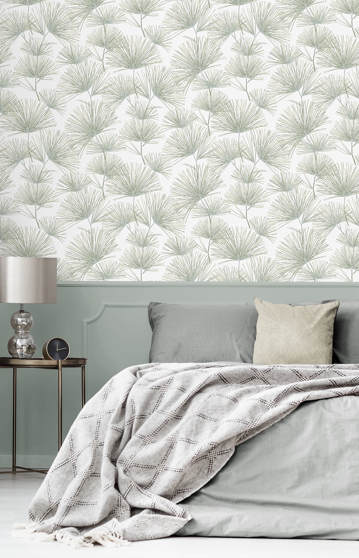 NextWall Aloe Green Pine Needle Peel and Stick Wallpaper