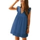 thumbnail image 3 of TRKIYQC, vestido informal para mujer, verano, manga voladora, cuello en V, ahuecado, Mini vestido veraniego, Color sólido, suelto, línea A, vestidos de playa TRKIYQC  moda, 3 of 6