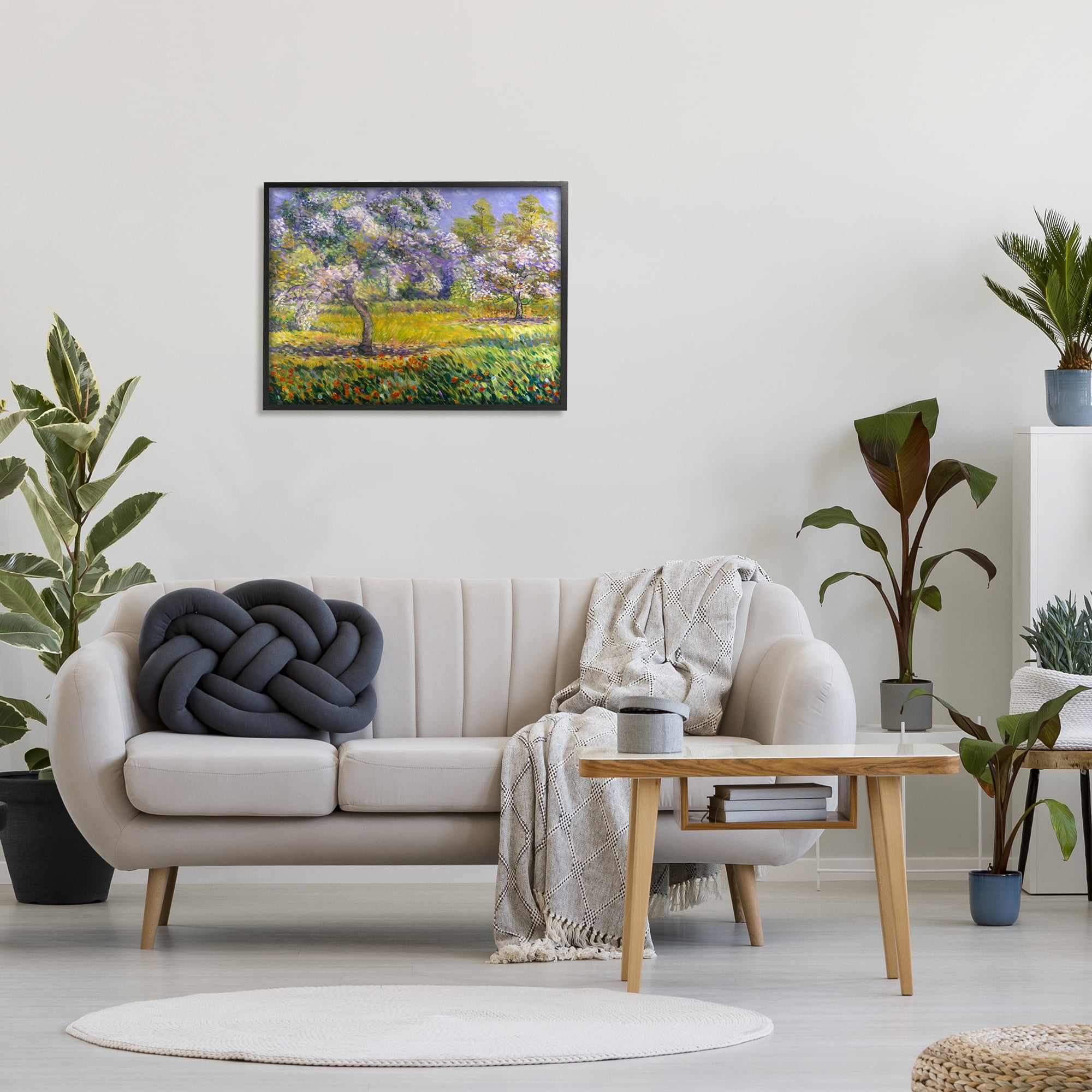 Stupell Industries Spring Blooming Trees Landscape Painting Black Framed Art Print Wall Art, 30 x 24