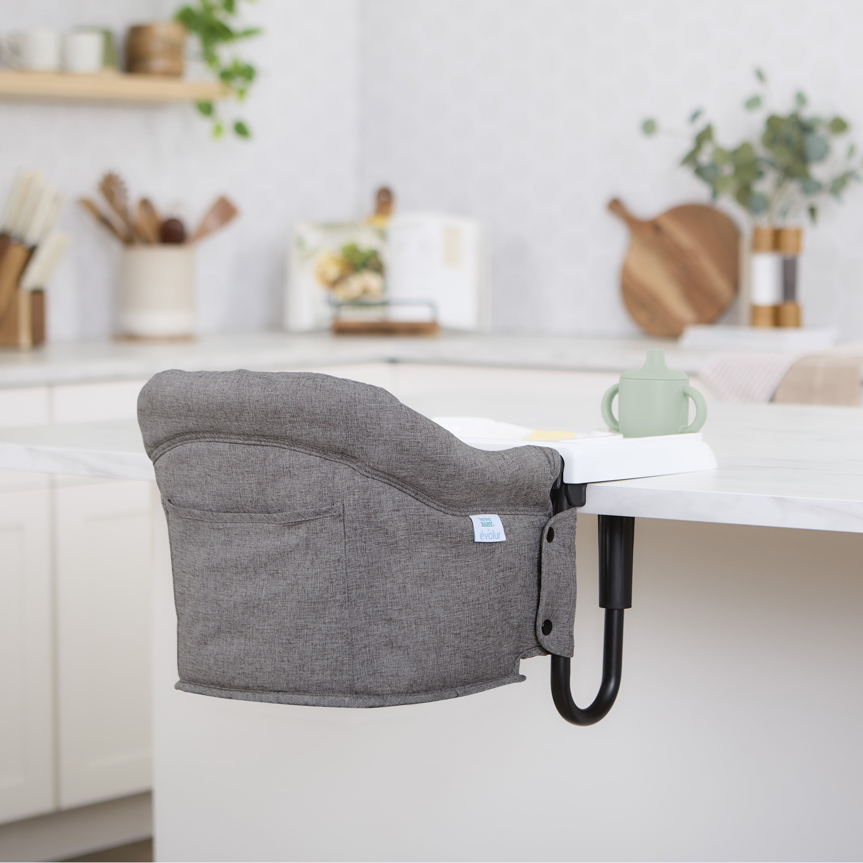 Chaise de table confortable Evolur Clamp On, grise